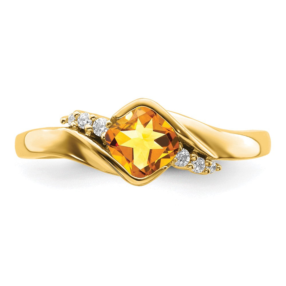 10K Yellow Gold Citrine And Diamond Ring