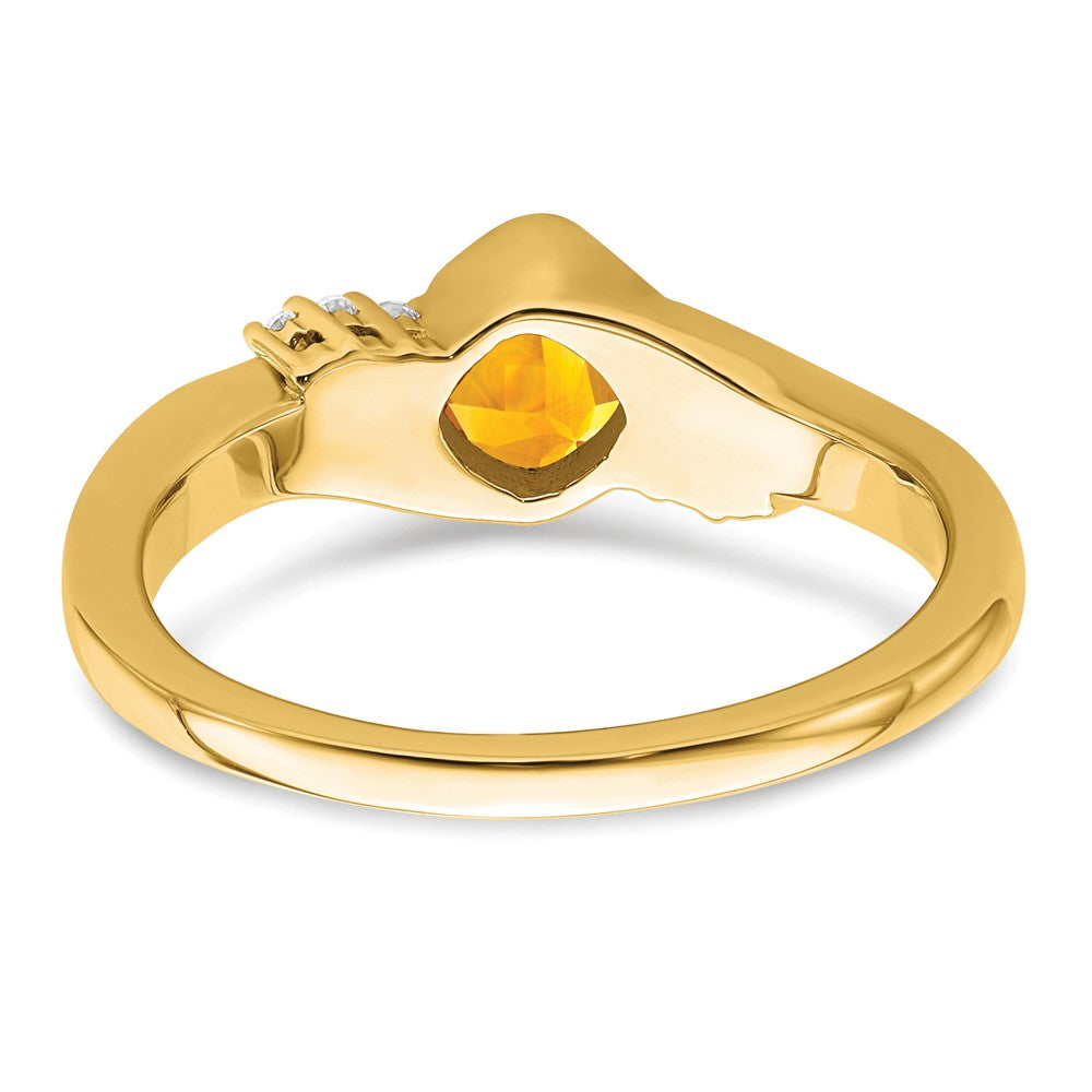 10K Yellow Gold Citrine And Diamond Ring
