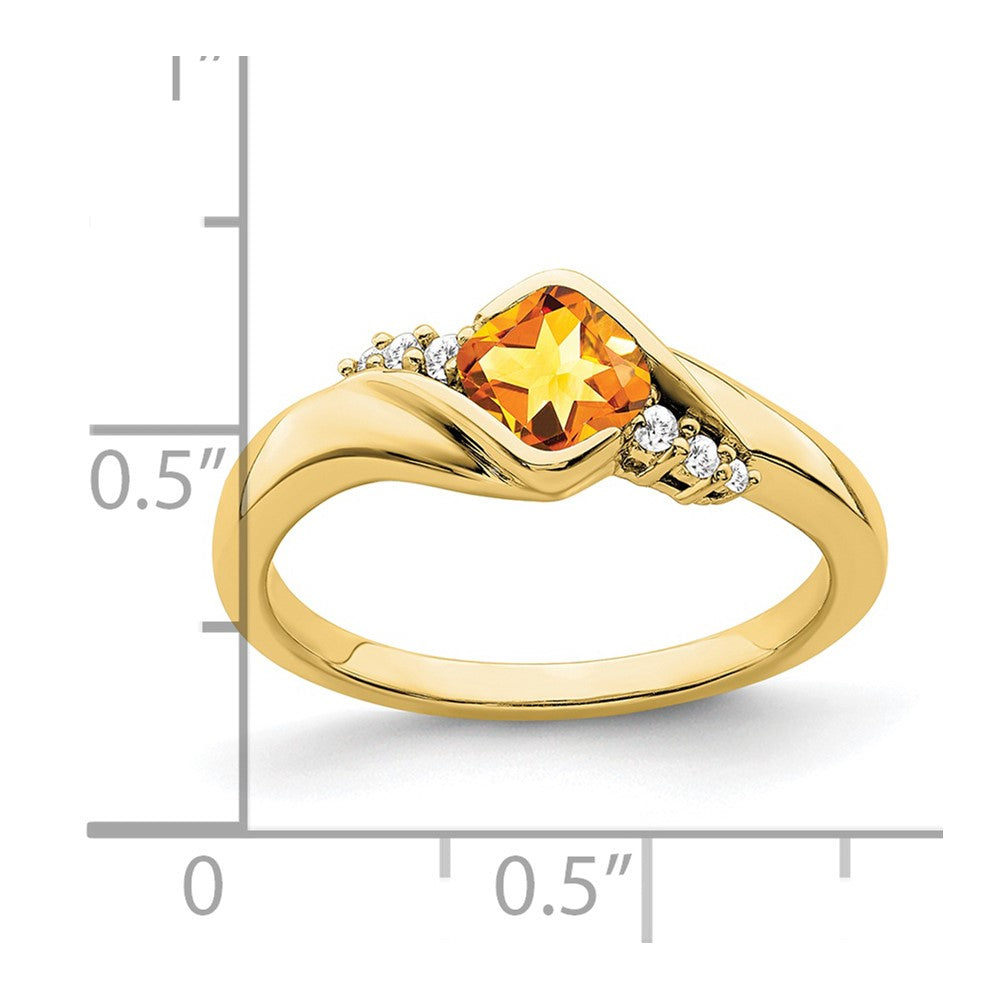 10K Yellow Gold Citrine And Diamond Ring
