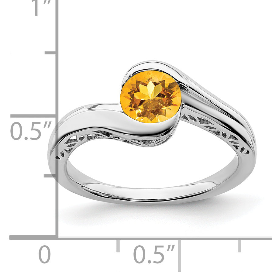 10K White Gold Citrine Bypass Ring