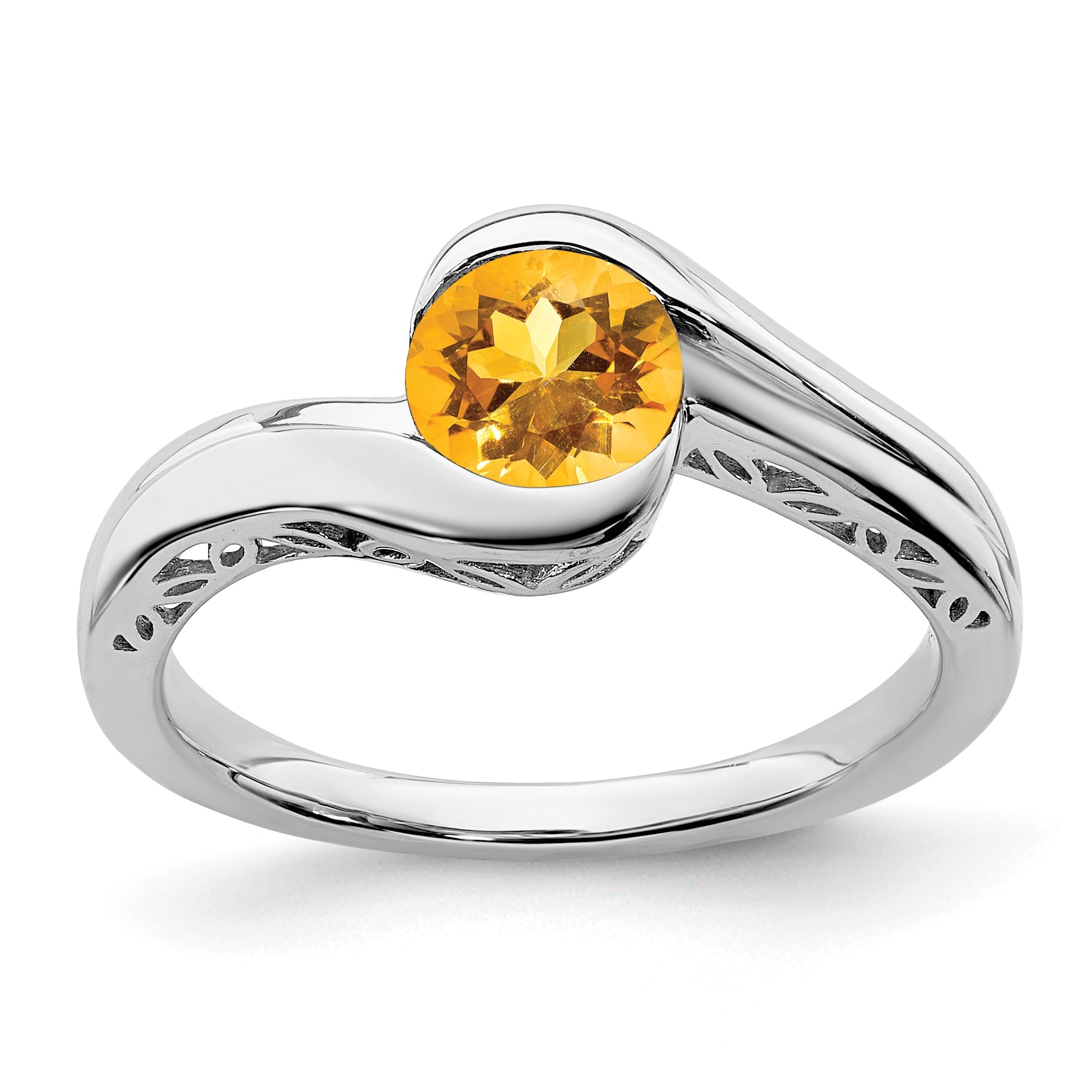 10K White Gold Citrine Bypass Ring
