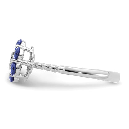 14K White Gold Tanzanite And Diamond Floral Ring