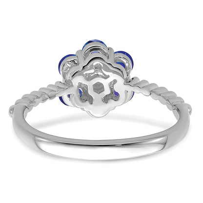 14K White Gold Tanzanite And Diamond Floral Ring