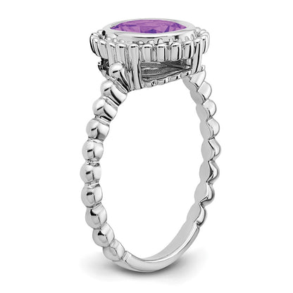 10K White Gold Oval Amethyst Ring