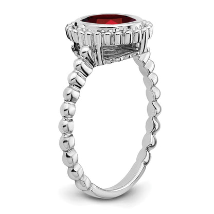 10K White Gold Oval Garnet Ring