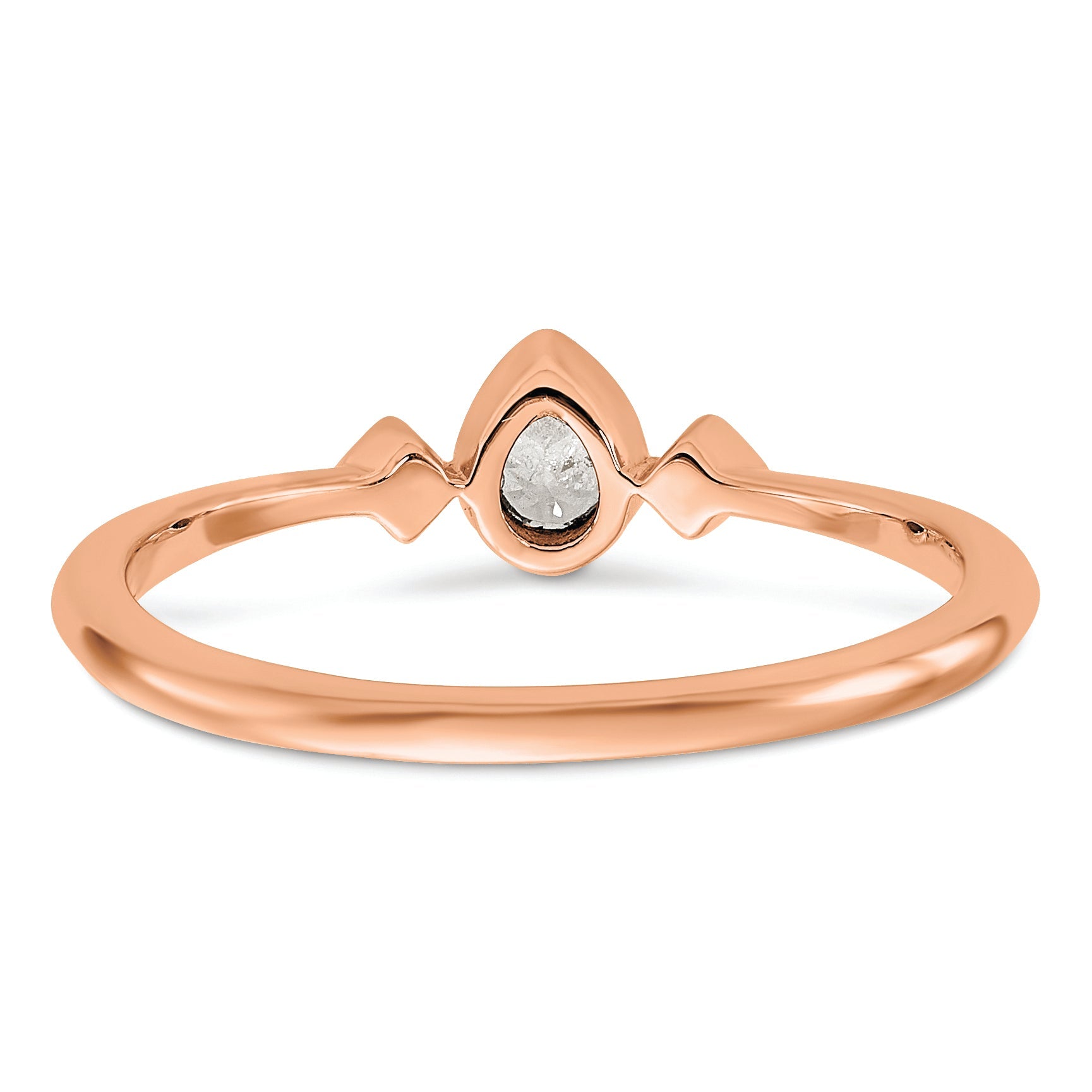 14K Rose Gold Petite 3 Stone 1/15 Carat Pear Diamond Complete Promise/Engagement Ring