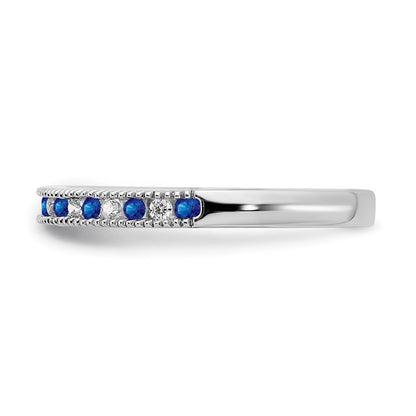 10K White Gold 10K Sapphire And Diamond Band