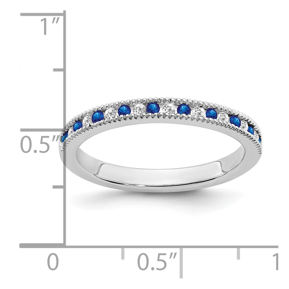 10K White Gold 10K Sapphire And Diamond Band
