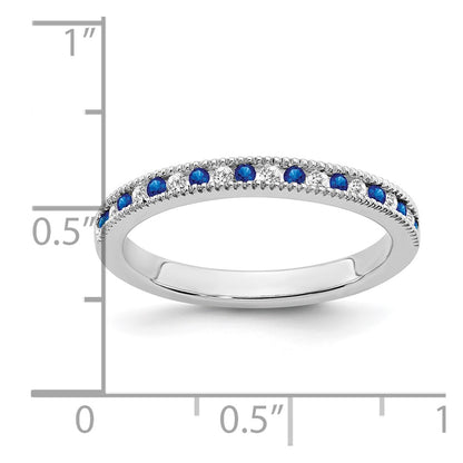10K White Gold 10K Sapphire And Diamond Band