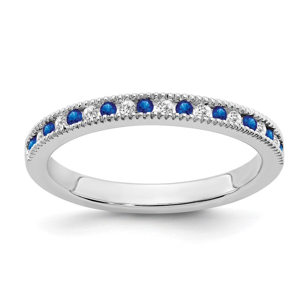 10K White Gold 10K Sapphire And Diamond Band