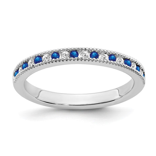 10K White Gold 10K Sapphire And Diamond Band