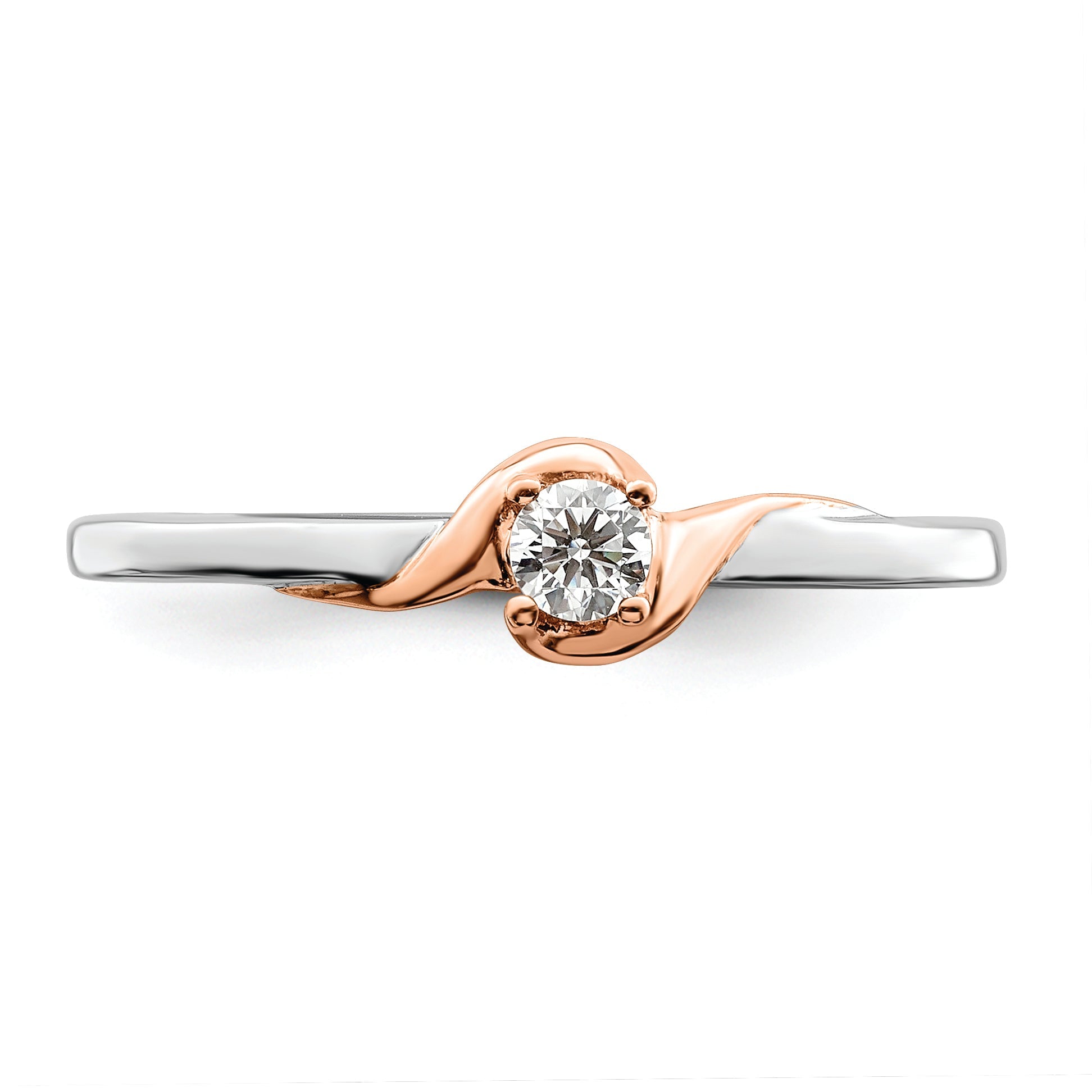 14K White/Rose Gold First Promise White And Rose 1/10 Carat Round Diamond Complete Promise/Engagement Ring