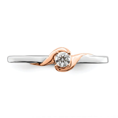 14K White/Rose Gold First Promise White And Rose 1/10 Carat Round Diamond Complete Promise/Engagement Ring