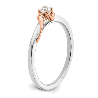 14K White/Rose Gold First Promise White And Rose 1/10 Carat Round Diamond Complete Promise/Engagement Ring