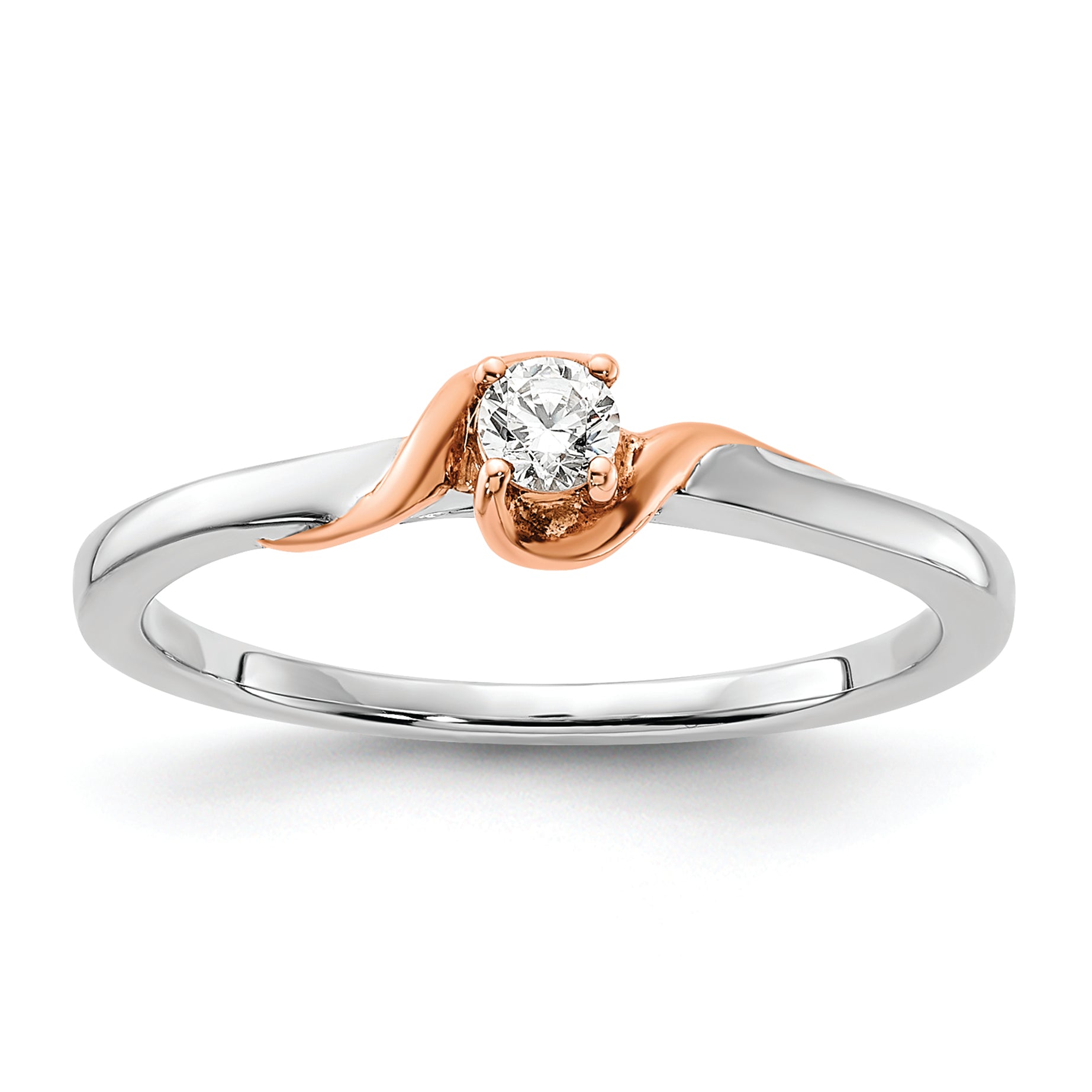 14K White/Rose Gold First Promise White And Rose 1/10 Carat Round Diamond Complete Promise/Engagement Ring