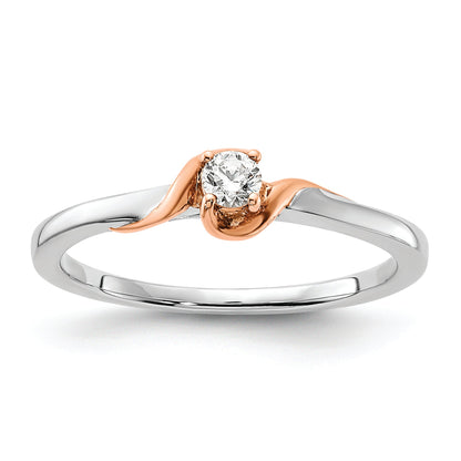 14K White/Rose Gold First Promise White And Rose 1/10 Carat Round Diamond Complete Promise/Engagement Ring