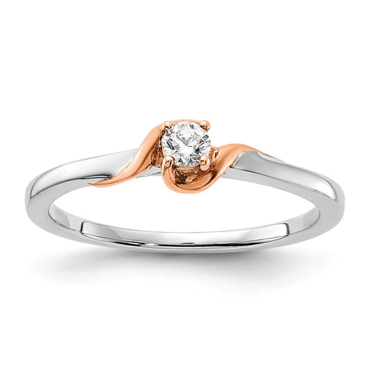 14K White/Rose Gold First Promise White And Rose 1/10 Carat Round Diamond Complete Promise/Engagement Ring