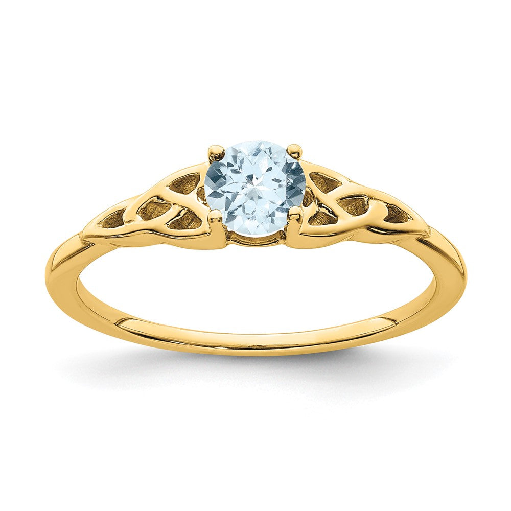 10K Yellow Gold Aquamarine Celtic Knot Ring