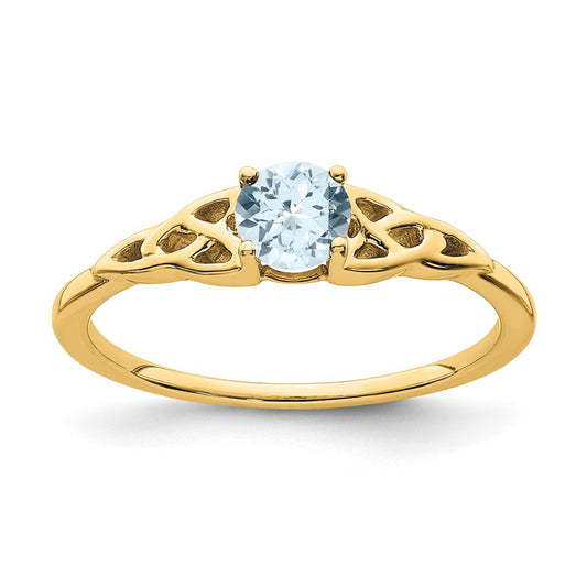 10K Yellow Gold Aquamarine Celtic Knot Ring