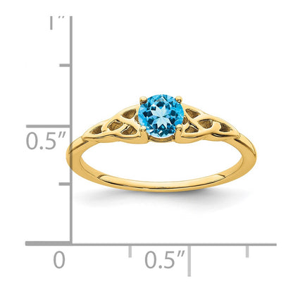 10K Yellow Gold Blue Topaz Celtic Knot Ring