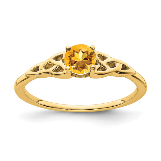 10K Yellow Gold Citrine Celtic Knot Ring
