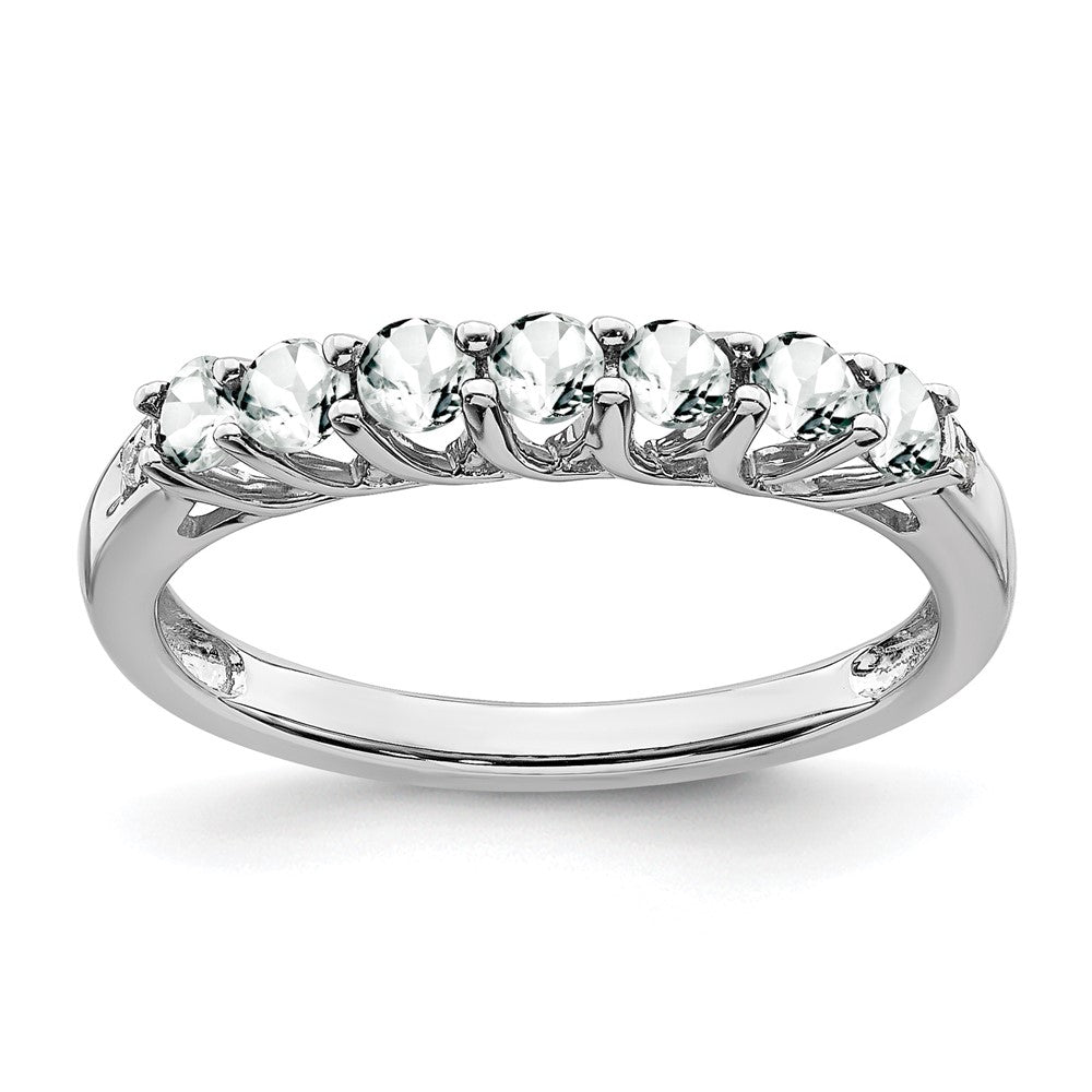 10K White Gold Topaz And Diamond 7-Stone Ring