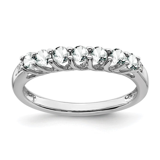 10K White Gold Topaz And Diamond 7-Stone Ring