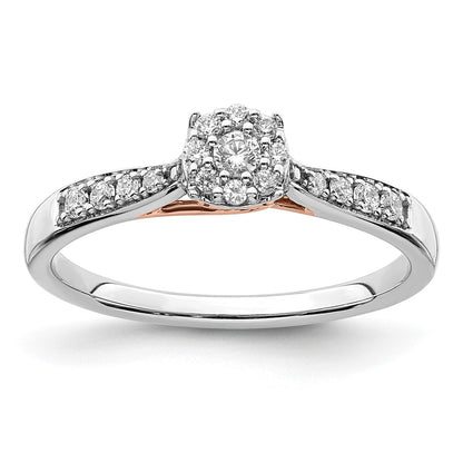 14k Two-tone Two Tone Rose and White Gold 1/5 Ct. Lab Grown Diamond VS/SI+ G+ Petite Engagement Ring