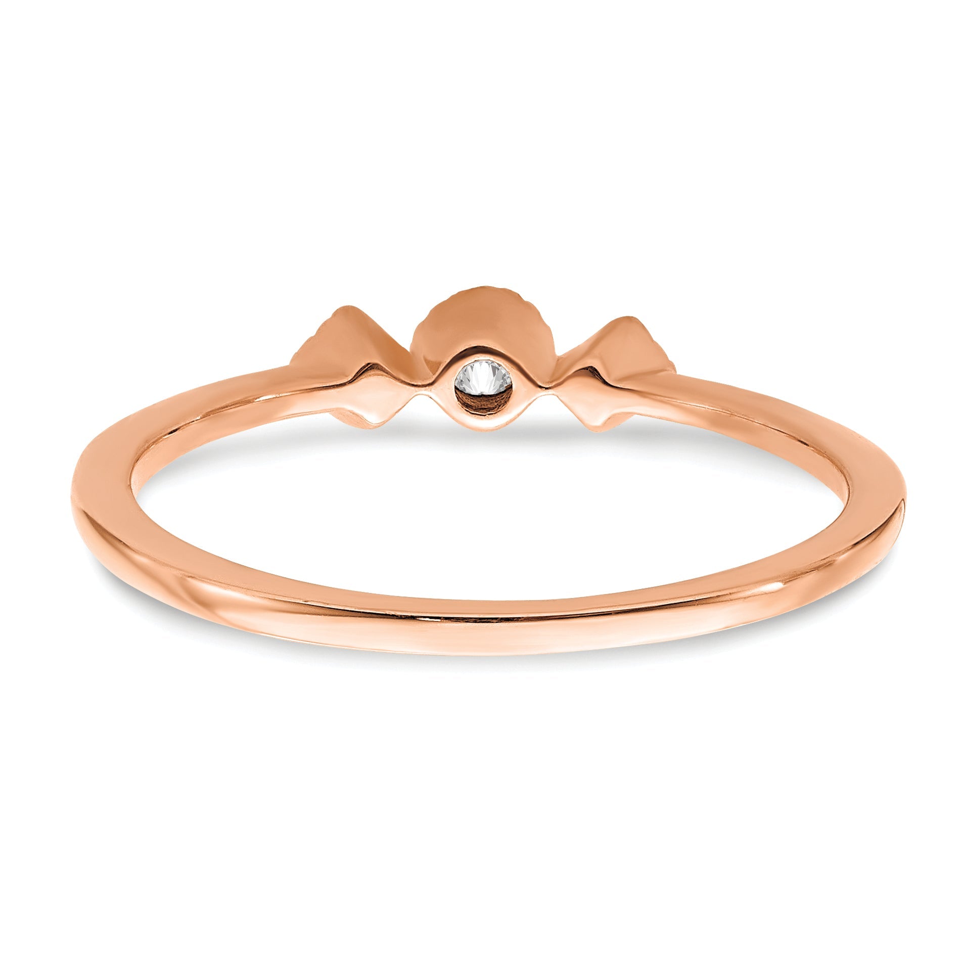 14K Rose Gold Beaded Edge Petite 3 Stone 1/10 Carat Round/Princess Diamond Complete Promise/Engagement Ring