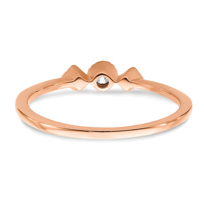 14K Rose Gold Beaded Edge Petite 3 Stone 1/10 Carat Round/Princess Diamond Complete Promise/Engagement Ring