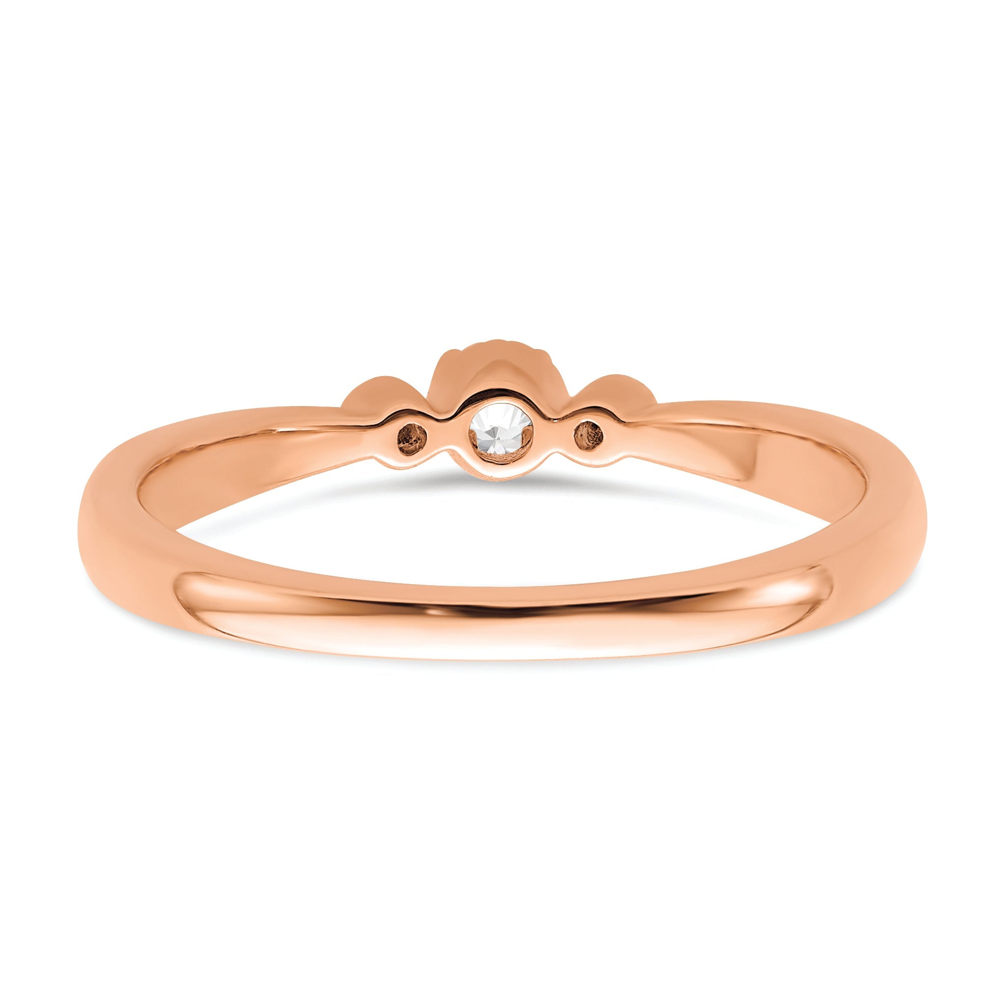 14K Rose Gold Beaded Edge Petite 3 Stone 1/15 Carat Round Diamond Complete Promise/Engagement Ring