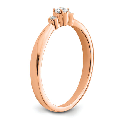 14K Rose Gold Beaded Edge Petite 3 Stone 1/15 Carat Round Diamond Complete Promise/Engagement Ring