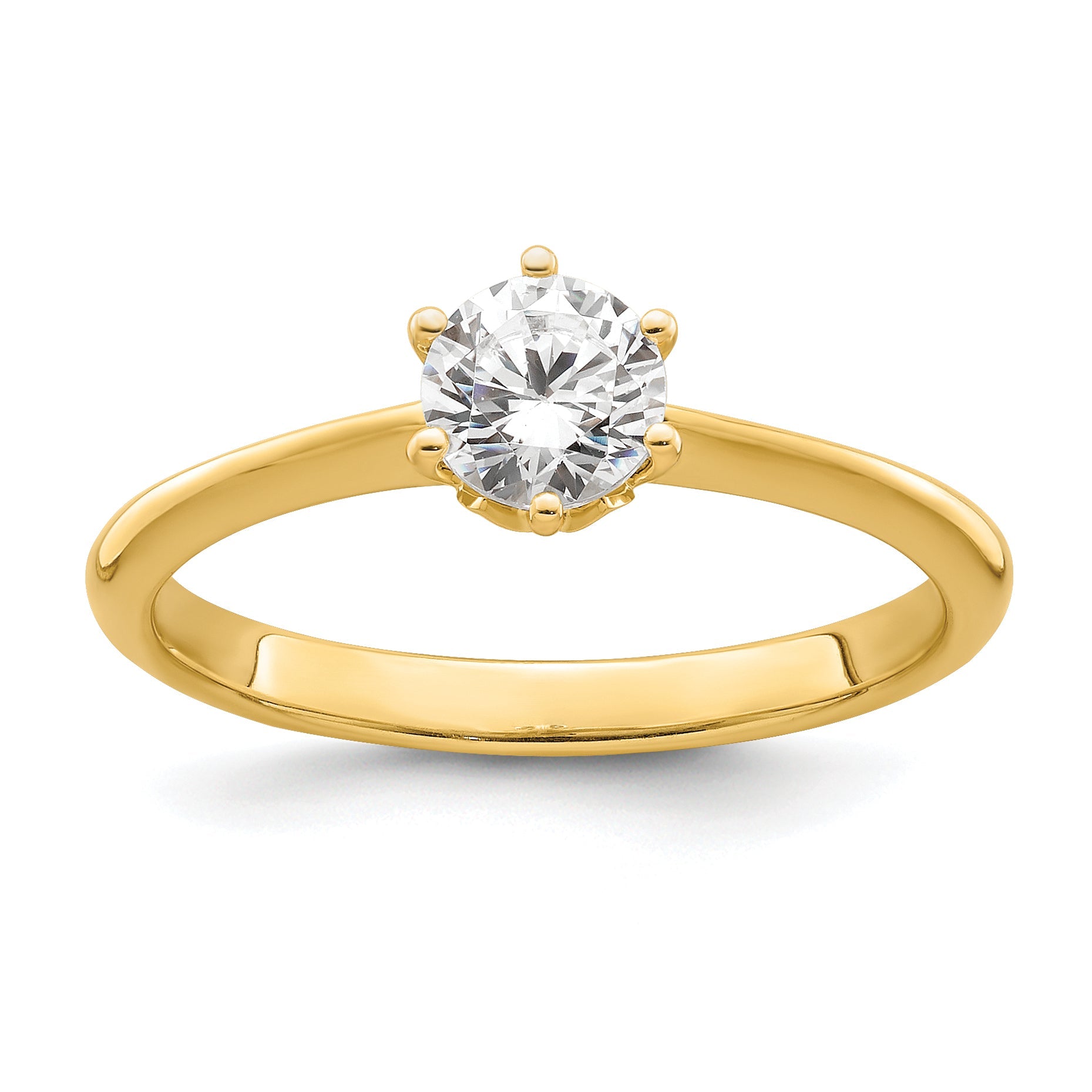 14K Yellow Gold (Holds 1/2 Carat (5.20 mm) Round) 4 Prong With .01 Diamond Leaf Design Semi Mount Engagement Ring