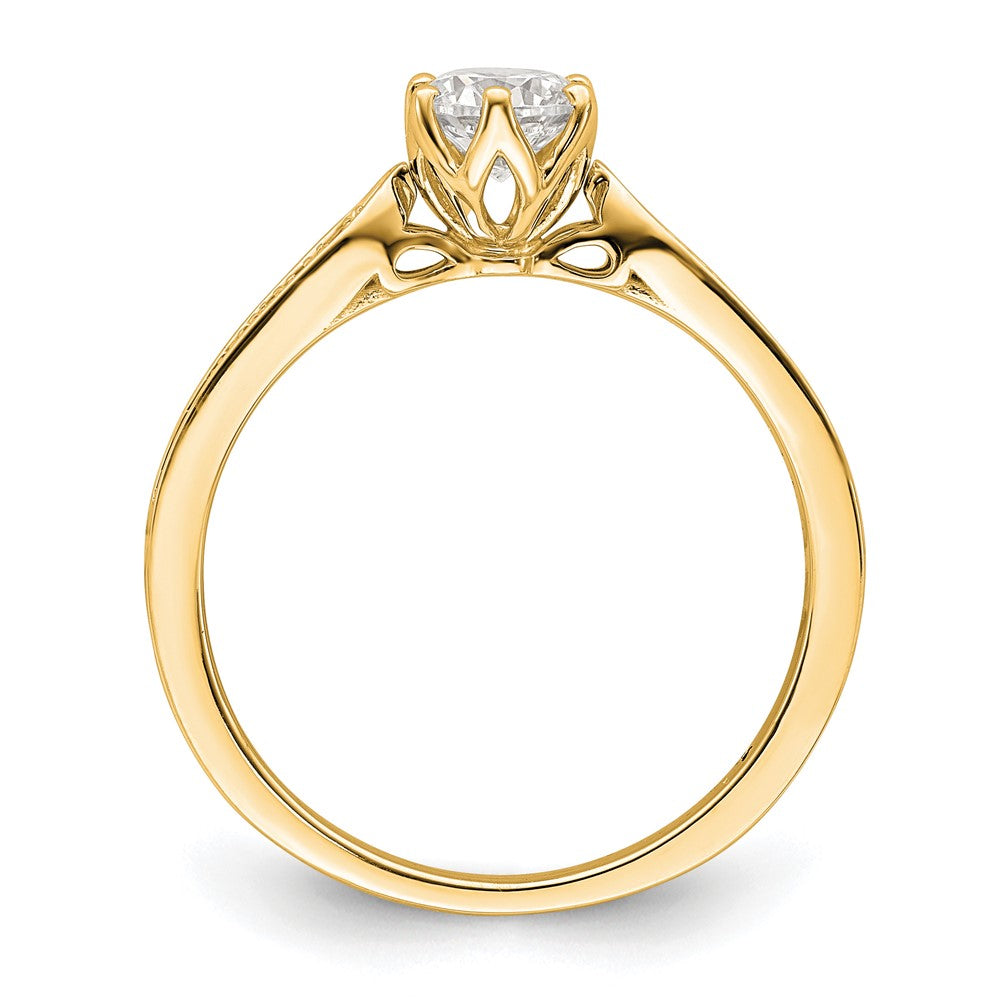 14K Yellow Gold (Holds 1/2 Carat (5.2mm) Round Center) 1/15 Diamond Semi Mount Engagement Ring