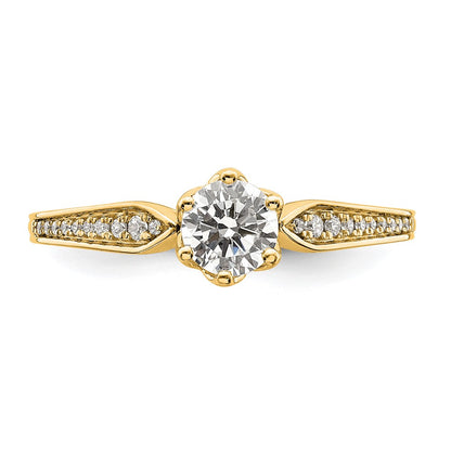 14K Yellow Gold (Holds 1/2 Carat (5.2mm) Round Center) 1/15 Diamond Semi Mount Engagement Ring