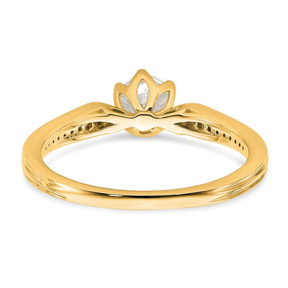 14K Yellow Gold (Holds 1/2 Carat (5.2mm) Round Center) 1/15 Diamond Semi Mount Engagement Ring