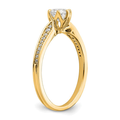 14K Yellow Gold (Holds 1/2 Carat (5.2mm) Round Center) 1/15 Diamond Semi Mount Engagement Ring