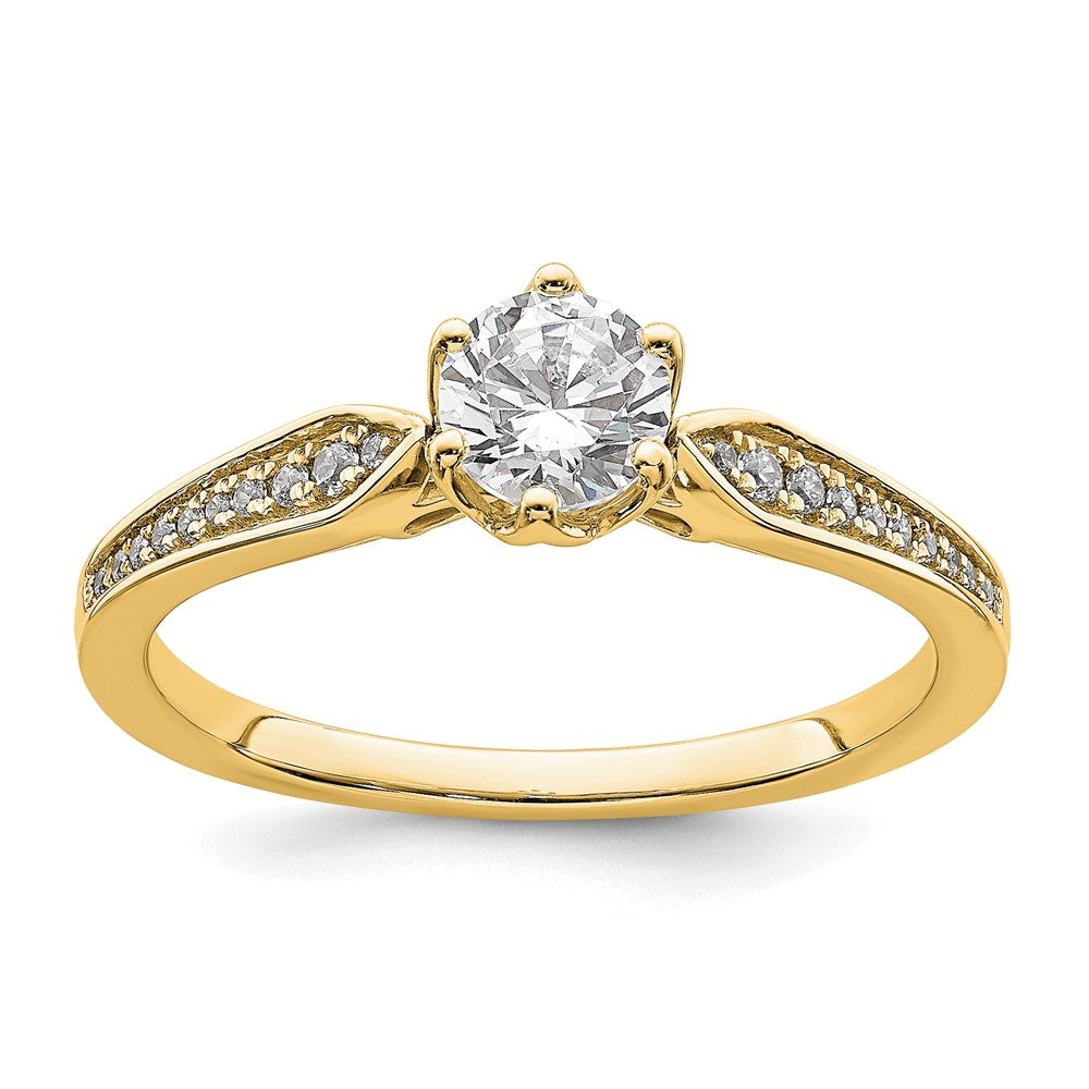 14K Yellow Gold (Holds 1/2 Carat (5.2mm) Round Center) 1/15 Diamond Semi Mount Engagement Ring