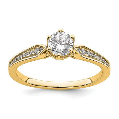 14K Yellow Gold (Holds 1/2 Carat (5.2mm) Round Center) 1/15 Diamond Semi Mount Engagement Ring