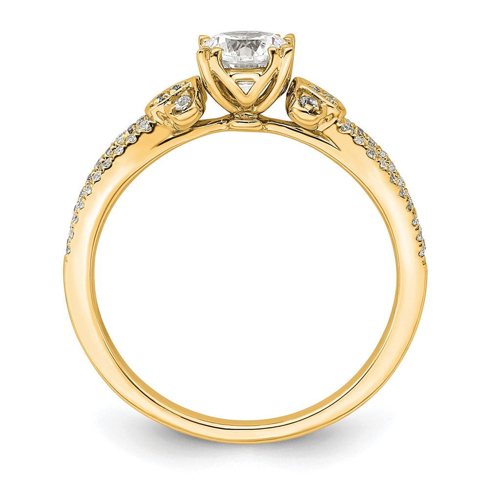 14K Yellow Gold Split Shank (Holds 1/2 Carat (5.2mm) Round Center) 1/6 Diamond Semi Mount Engagement Ring