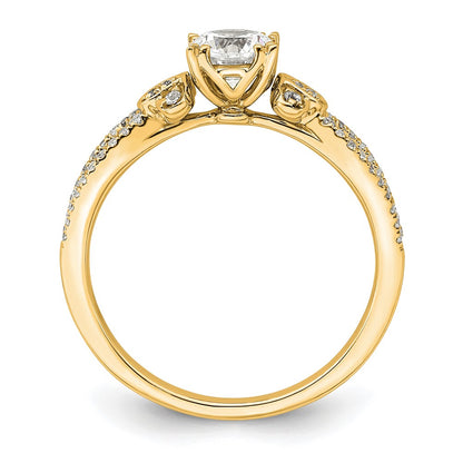14K Yellow Gold Split Shank (Holds 1/2 Carat (5.2mm) Round Center) 1/6 Diamond Semi Mount Engagement Ring