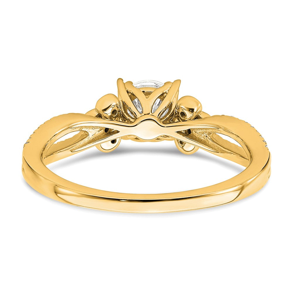 14K Yellow Gold Split Shank (Holds 1/2 Carat (5.2mm) Round Center) 1/6 Diamond Semi Mount Engagement Ring