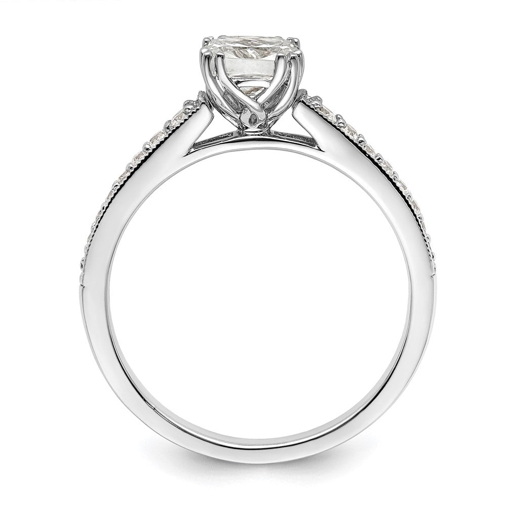 14K White Gold (Holds 3/4 Carat (5.4mm) Cushion Center) 1/6 Diamond Semi Mount Engagement Ring