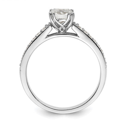 14K White Gold (Holds 3/4 Carat (5.4mm) Cushion Center) 1/6 Diamond Semi Mount Engagement Ring