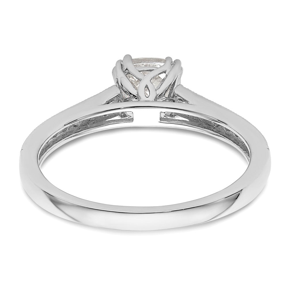 14K White Gold (Holds 3/4 Carat (5.4mm) Cushion Center) 1/6 Diamond Semi Mount Engagement Ring