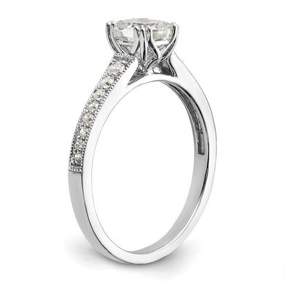 14K White Gold (Holds 3/4 Carat (5.4mm) Cushion Center) 1/6 Diamond Semi Mount Engagement Ring