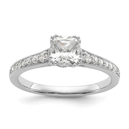 14K White Gold (Holds 3/4 Carat (5.4mm) Cushion Center) 1/6 Diamond Semi Mount Engagement Ring