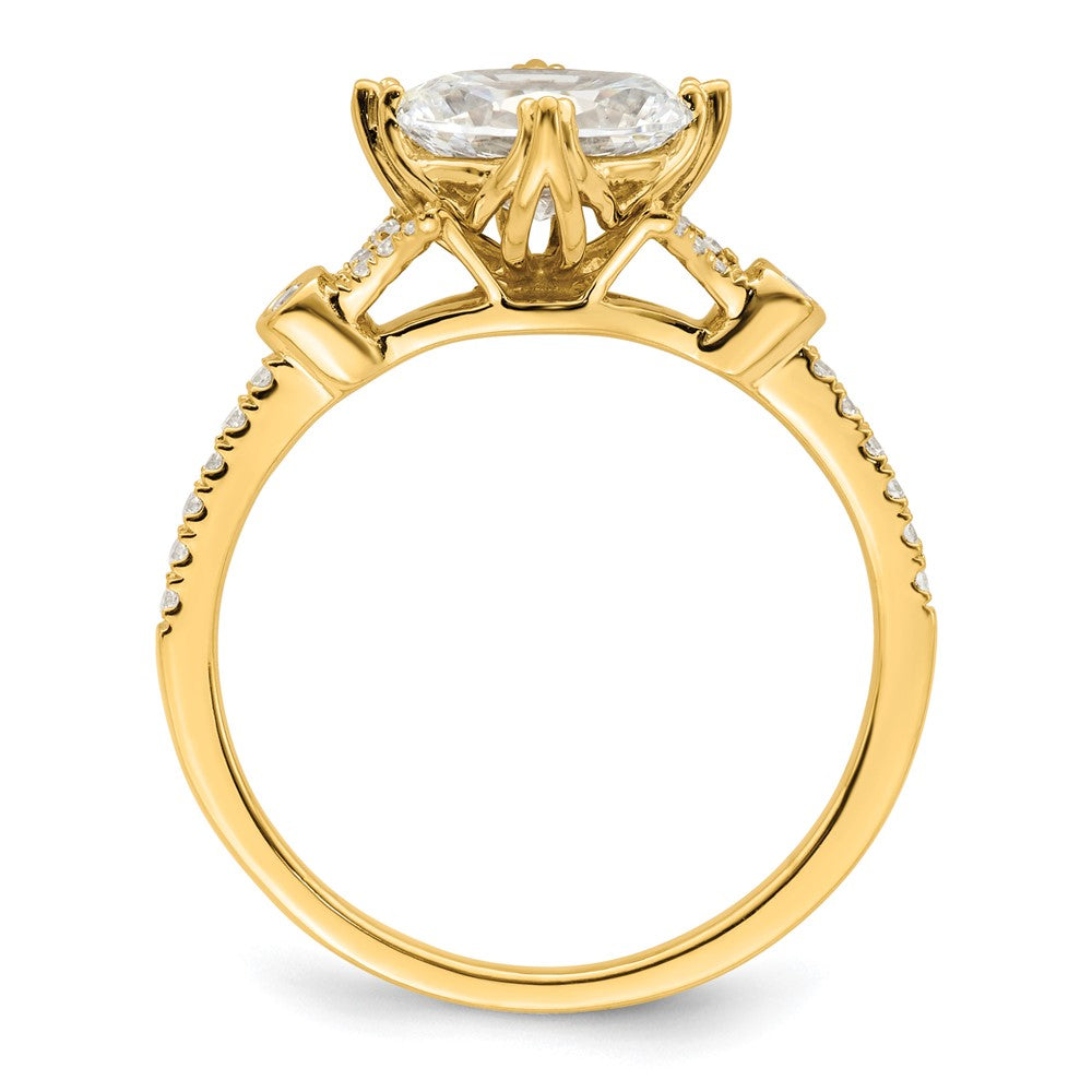 14K Yellow Gold (Holds 1 Carat (8.00X6.1mm) Oval Center) 1/8 Diamond Semi Mount Engagement Ring