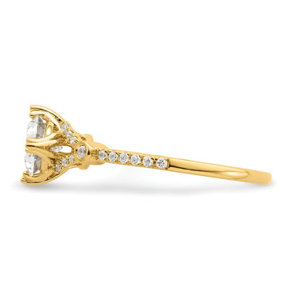 14K Yellow Gold (Holds 1 Carat (8.00X6.1mm) Oval Center) 1/8 Diamond Semi Mount Engagement Ring