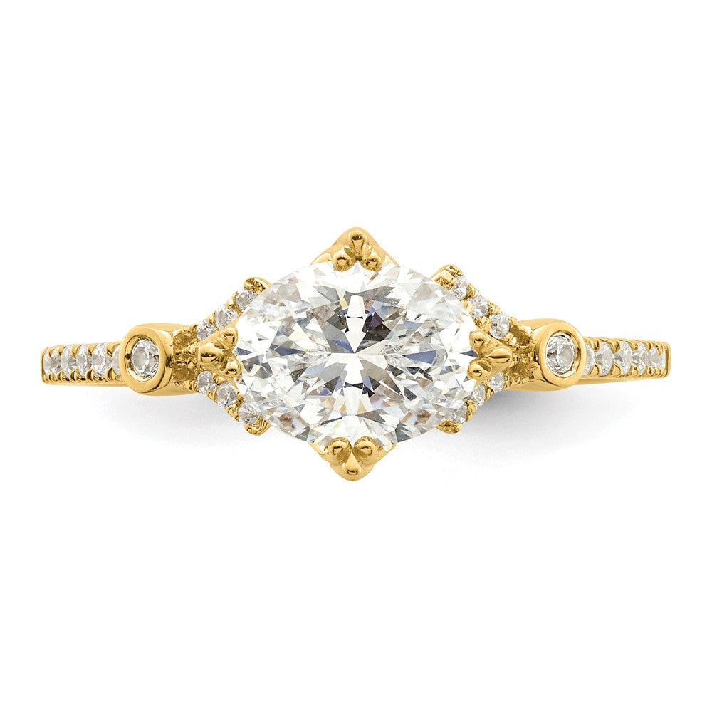 14K Yellow Gold (Holds 1 Carat (8.00X6.1mm) Oval Center) 1/8 Diamond Semi Mount Engagement Ring